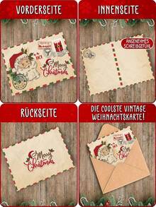 Bộ trang trí Giáng sinh 1 tấm thiệp Giáng sinh cổ điển kèm phong bì giấy Kraft - Bưu thiếp phong cách cổ, thiệp quà tặng Giáng sinh, thiệp gấp, dùng để chúc mừng lễ hội - Nhiều màu - Xem 8