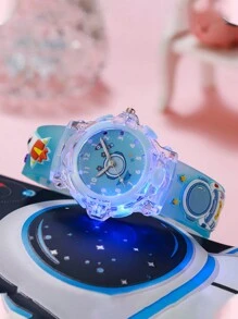 1pc Kids Cute 3D Astronaut & Unicorn Print Silicone Quartz Watch, Suitable For Birthday Gift, Singles' Day, Halloween Gift