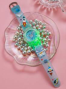 1pc Kids Cute 3D Astronaut & Unicorn Print Silicone Quartz Watch, Suitable For Birthday Gift, Singles' Day, Halloween Gift