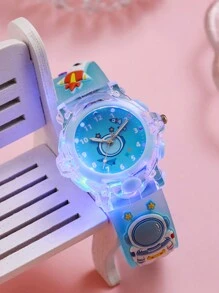 1pc Kids Cute 3D Astronaut & Unicorn Print Silicone Quartz Watch, Suitable For Birthday Gift, Singles' Day, Halloween Gift