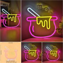 1PC 5V USB Easter/Summer Gifts Handmade Neon Lucky Ball Potion Keg Pumpkin King Tombstone/Gravestone Round Rock Music Circle Fitness Logo With Round Circle GYM Dumbbell With Hand Creative Game Room With Earphone Shape Wall
