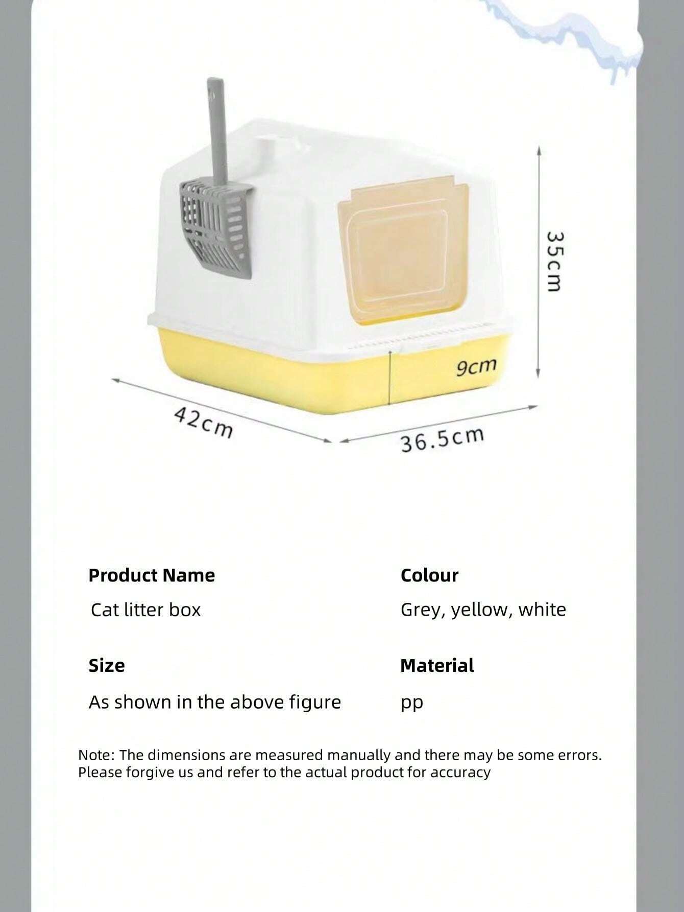 Large Fully Enclosed Cat Litter Box, Snow House Style, AntiSplash