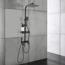 YUNRUX Stainless Steel Shower Fitting Shower System Head Shower Stainless Steel Shower Set With Fitting Shower Panel Rain Shower Set With Hand Shower (Black)