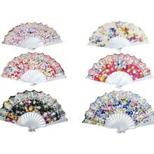 Kit 12 Luxury Sequin Foldable Printed Fabric Fan With Shiny Decoration For Waving - 12 cái màu trắng ngẫu nhiên - Xem 4