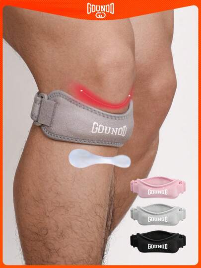 GOUNOD 1 paquete de rodilleras, correa de apoyo para la rótula, banda estabilizadora ajustable del tendón patelar, accesorios para baloncesto, correr, senderismo, voleibol, tenis, sentadillas en el gimnasio, soporte para la rodilla