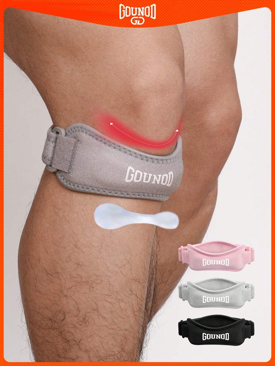 GOUNOD 1 Bộ đai hỗ trợ đầu gối, đai đỡ xương bánh chè, đai ổn định gân bánh chè có thể điều chỉnh, dùng cho bóng rổ, chạy bộ, leo núi, bóng chuyền, tennis, squat.