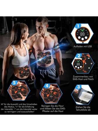 Microcurrent Pulse, EMS Pulse Abdominal Fitness Device, Buttock Beauty Device, Muscle Training Device, Amazing Abdominal Muscle Patch, Rechargeable Abdominal Fitness Device