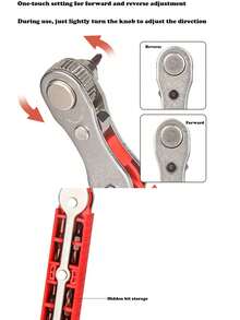 Right Angle Screwdriver Stocking Stuffers - Mini Ratcheting 90 Degree Offset Screwdriver Bit Set EDC Gear Pocket Screwdriver Low Profile Ratchet For Tight Space Sewing Machine Tool Gifts For Men Women,Tools For Men - Red - View 4