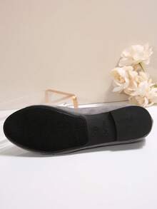 OMINE Giày lười đế bằng bằng sợi nhỏ màu xám thời trang đi làm phong cách quanh năm cho nữ - Xám - Xem 8