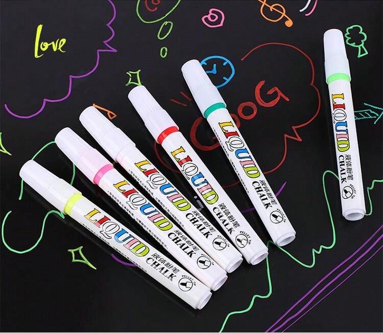 12 Colors Of Dry Erase Markers For Chalkboards, DustFree Erasable