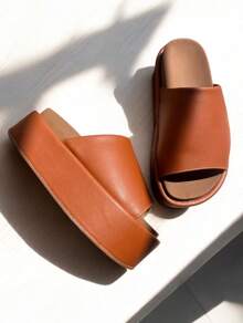 Sandália Papete Birken SLIDE Plataforma -SUPER - Caramelo - Visão 4