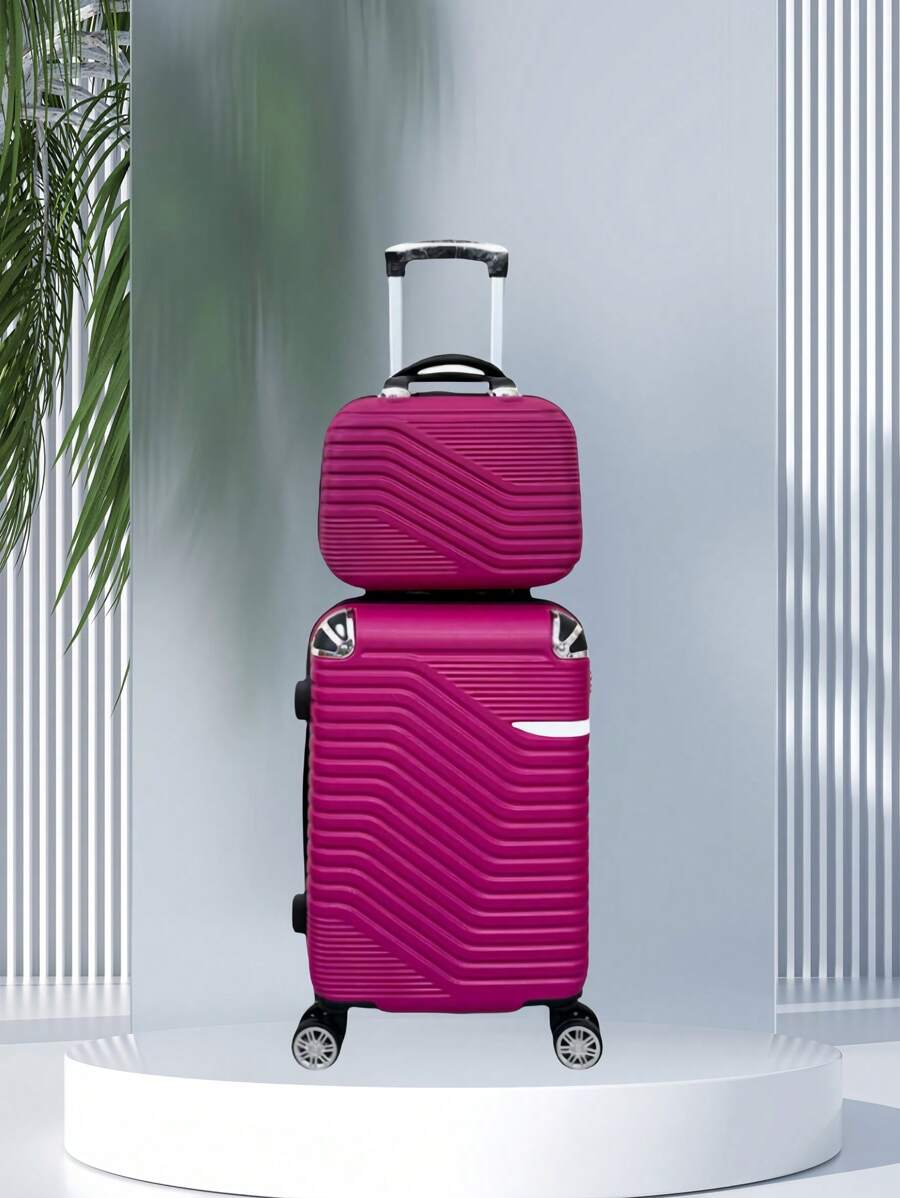 Travel Suitcase Kit 10 KG 8KG 4 Wheels 360 Degree Rotation Fiber + Toiletry Bag - 玫紅色 - 查看 1