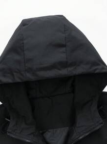 男士长袖休闲户外轻便字母印花防风夹克，春秋季 - 黑色 - 查看 5