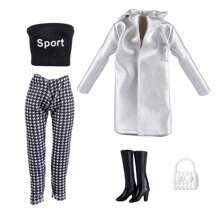 元秀 11.5 英寸时尚娃娃服装套装 - 包括皮夹克、时尚裤子、内衣、包和鞋子，适合 3-6 岁儿童，娃娃服装配饰 - 彩色 - 查看 13