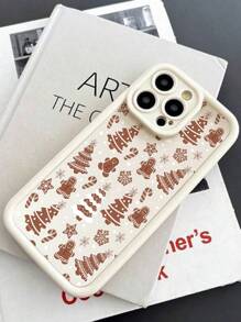 Winter Apple 1pc Frosted Christmas Gingerbread Shockproof Full Protective Phone Case Compatible With Iphone 15/14/13/12/11 - Multicolor - View 3