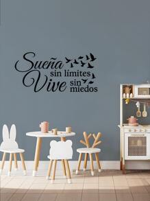 1 pièce Autocollant mural avec citation motivationnelle en espagnol, autocollants étanches convenant pour étude, chambre, salon, décoration de la maison, "Rêve sans limites !