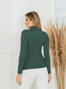 Moderna & Slim Cacharrel Women's Long Sleeve Turtleneck Blouse - Various Colors - 綠色 - 查看 2