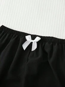 女士长袖上衣和裤子两件套睡衣套装，休闲宽松爱心印花家居服，适合居家和户外活动，秋季、秋冬季服装 - 黑色 - 查看 4