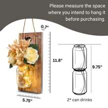 BEKITCHEN Rustic Wall Sconces Wall Decor Set Of 2, Farmhouse Wall Decor Living Room, Wall Hangings Home Decor Wall Art, Country Home Decor With Remote LED String Lights 6 Hour Timer And Artificial Flowers For Modern Farmhouse Room - 質樸棕色大號 - 查看 5