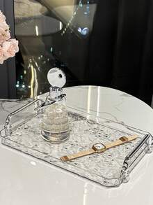 1 件奢华波浪设计矩形托盘，用于存放杯子、饮料或化妆品，圣诞家居装饰，装饰，圣诞节，餐桌装饰，木托盘，老钱风格，花瓶，盘子，木托盘，盘子，咖啡桌，装饰托盘，餐桌装饰，家居装饰品，黑色装饰品，沙发扶手托盘 - 彩色 - 查看 4