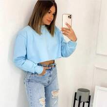 Long Sleeve Cropped Blouse Style And Comfort: Offers A Sophisticated Look Without Sacrificing Well-Being. - 淺藍色 - 查看 1