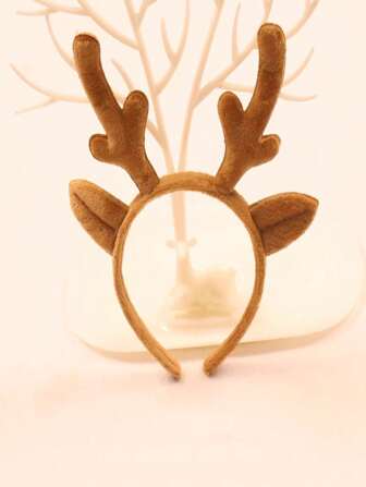 1个圣诞装饰发箍，可爱毛绒鹿角造型，适合圣诞节装扮，圣诞家居节日必备，派对发箍，女士发饰