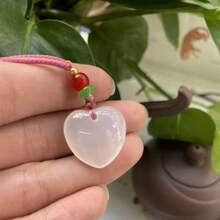 1 Natural Crystal Agate Heart-Shaped Pendant, Colorful Quartz Gemstone, Fashion Necklace, High Quality Gemstone Crystal Jewelry, All Hand Carved, Lady Wealth Pendant, For Her Gift, Suitable For Halloween, Christmas And Various Holiday Party Gifts, Crystal Gift (With Gift Box). - Love - View 7