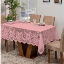 Rectangular Lace Tablecloth For 6 Chairs - 乾枯玫瑰色 - 查看 1
