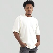 Plain Basic Oversized Cotton T-Shirt Without Print - Kem - Xem 1