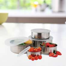 4.5 Liters Polished Pressure Cooker Kit And 5 Food Holders With Lid And Stainless Steel Bowls - 銀色 - 查看 6