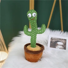 Dancing And Talking Cactus Toy Repeats, Records, Flashes, Plays, Songs, Interactive Plush Glowing, Dancing And Talking Cactus, Singing, Dancing And Talking Cactus Plush Toy, Party Favor, Christmas Gift USB Comes With Assorted Hat - 彩色 - 查看 2