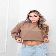 Cropped Long Sleeve Blouse, Style And Comfort, Super - Rỉ Nâu - Xem 3