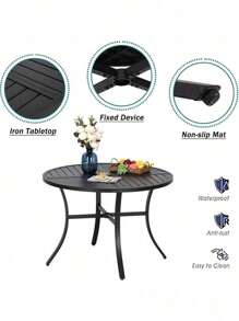 5 Piece Outdoor Dining Set Patio Furniture Set Round Table For Garden - 1 - 查看 3