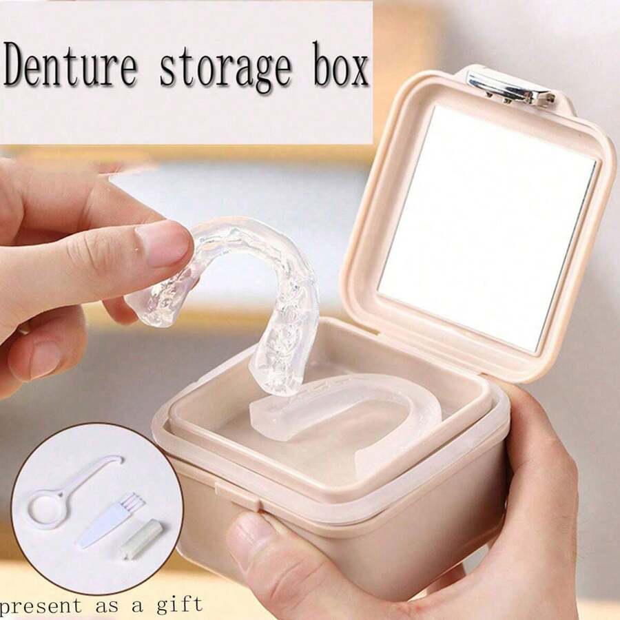 Multifunctional Dentures, Retainer Storage Box For Braces. Portable Immersion Cleaning Box Denture Orthodontic Appliance Storage Box - Multicolor - View 1