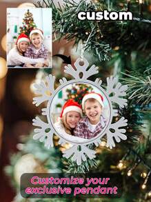 1pc Custom Photo Personalized Snowflake Pendant Ornaments - Custom Single Side Picture Ornaments For Trees, Decor, Xmas Gifts For Kids, Mom, Dad, Friends, Colleagues, Pets, Etc Birthday Graduation - Multicolor - View 1