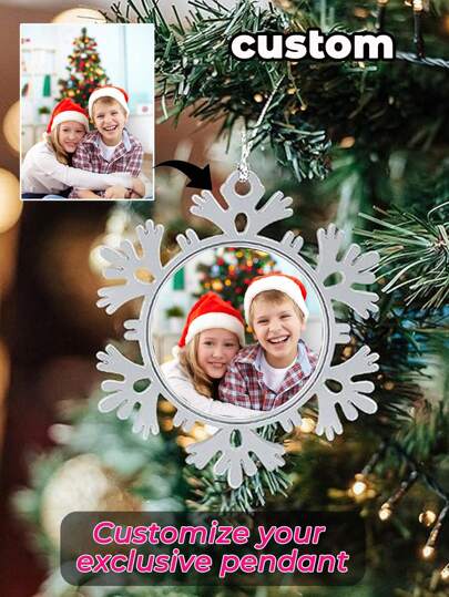 1pc Custom Photo Personalized Snowflake Pendant Ornaments - Custom Single Side Picture Ornaments For Trees, Decor, Xmas Gifts For Kids, Mom, Dad, Friends, Colleagues, Pets, Etc Birthday Graduation