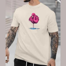 Flamingo Tumblr Unisex 100% Cotton T-Shirt New Release - 米色 - 查看 1