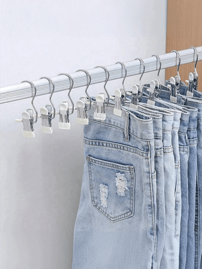 10pcs Portable Stainless Steel Clothes Clips With Hooks – Multipurpose Hanging Clips For Laundry, Wardrobe Organization Holiday Costumes & Home Multifunctional Single Hook Clip For Pants, Skirts, Drying Windproof Hook Clip, Household Space Saving Organizer For Bedroom, Closet, Wardrobe, Home, Dorm.Note: Minor Scratches May Occur During Shipping,These Are Not Quality Problems And Will Not Affect The Normal Use Of The Product.