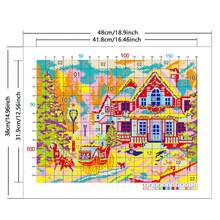 1 套圣诞雪夜雪村驯鹿圣诞老人十字绣套件，11CT 网格 3 股线，适合初学者，DIY 圣诞节墙壁装饰 - 多色 - 查看 2