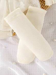 1件婴儿女童优雅蕾丝拼接长袖连体衣+发带+袜子，秋冬款