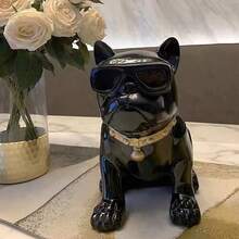 1 件独特树脂法国斗牛犬存钱罐 - 装饰罐 - 异想天开的坐狗雕像，适合家庭入口或客厅装饰，是送给朋友和家人的完美生日礼物，有黑色或白色可选，各种尺寸（大/中/小），具有现代风格 - 彩色 - 查看 8