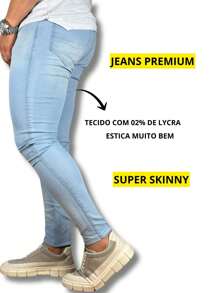 Super Skinny Premium Basic Jeans 01 - Blue and White - View 2