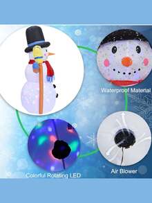 Muñeco de Nieve Inflable 120 CM con Luces Led Estatua Inflable de Navidad para Exteriores