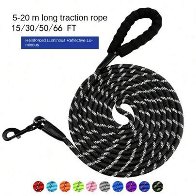 Trela para cães, trela extra longa para treinamento de cães com alça acolchoada, adequada para caminhadas, camping e brincadeiras no quintal, 5m/10m/15m/20m, 1 peça