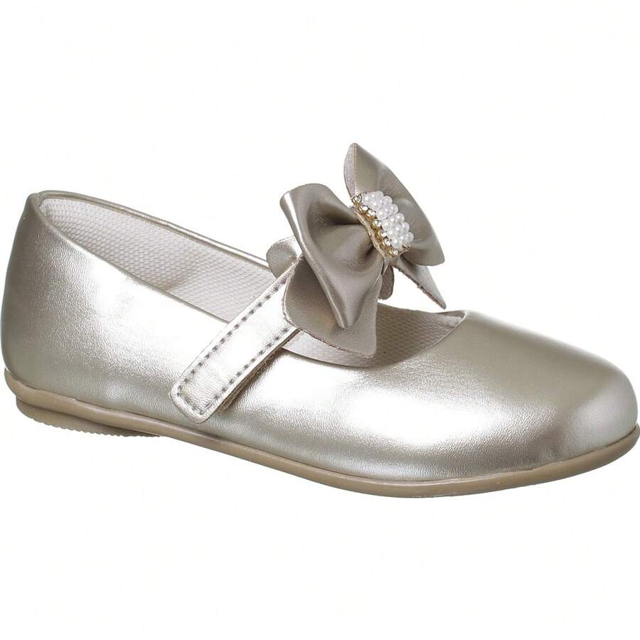 Love Ortopasso Removable Bow Shoe For Girls, Gold And White - 金色 - 查看 1