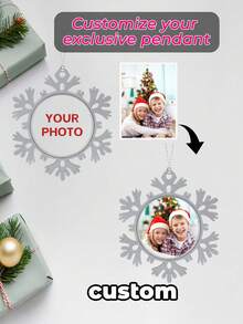 1pc Custom Photo Personalized Snowflake Pendant Ornaments - Custom Single Side Picture Ornaments For Trees, Decor, Xmas Gifts For Kids, Mom, Dad, Friends, Colleagues, Pets, Etc Birthday Graduation - Multicolor - View 2