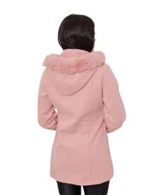 Women's Wool Blend Parka Coat Overcoat Lined - 淺粉色 - 查看 4