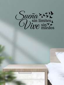 1 pièce Autocollant mural avec citation motivationnelle en espagnol, autocollants étanches convenant pour étude, chambre, salon, décoration de la maison, "Rêve sans limites !