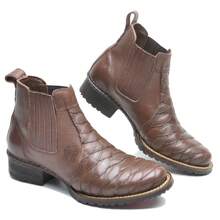 Scalloped Leather Boot - 巧克力棕 - 查看 6