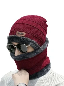 1 Piece Unisex Black Beanie Hat And Scarf Set, Warm Knitted Hat With Ear Cover For Outdoor Riding, Foldable, Stylish And Elastic, Best Gift For Daily Wear And Holidays - Multicolor - View 19